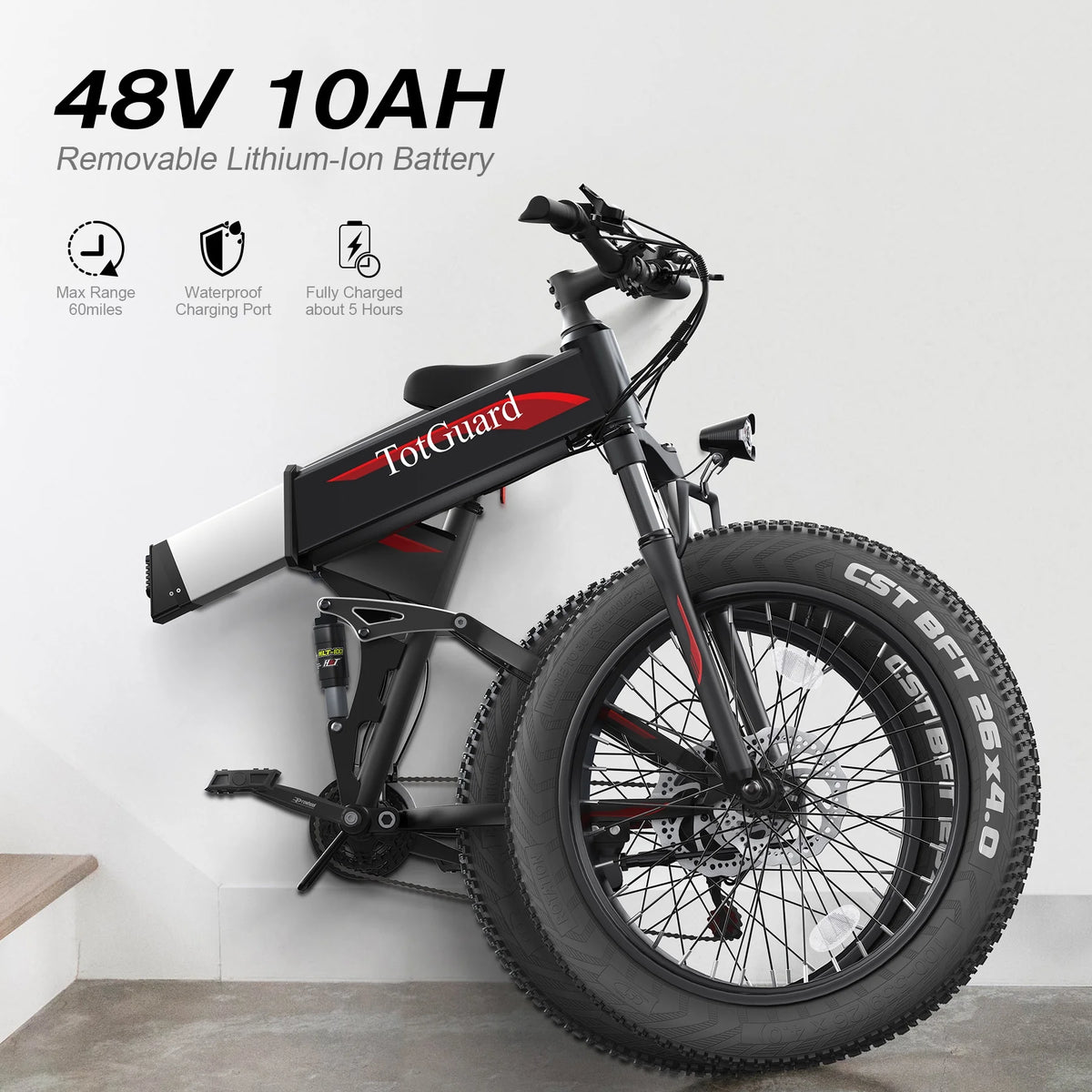 Totguard 26"x4" Electric Bike, Fat Tire 500W Ebike, Foldable Electric Bicycles E Bikes for Adults Electric - Product image 52