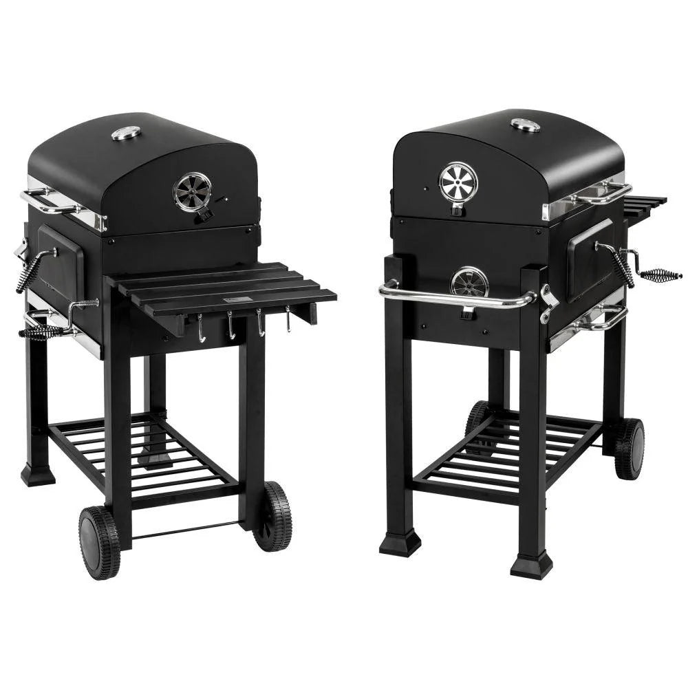3 in 1 charcoal barbecue with thermometer with black adjustable height grill 1508003 -