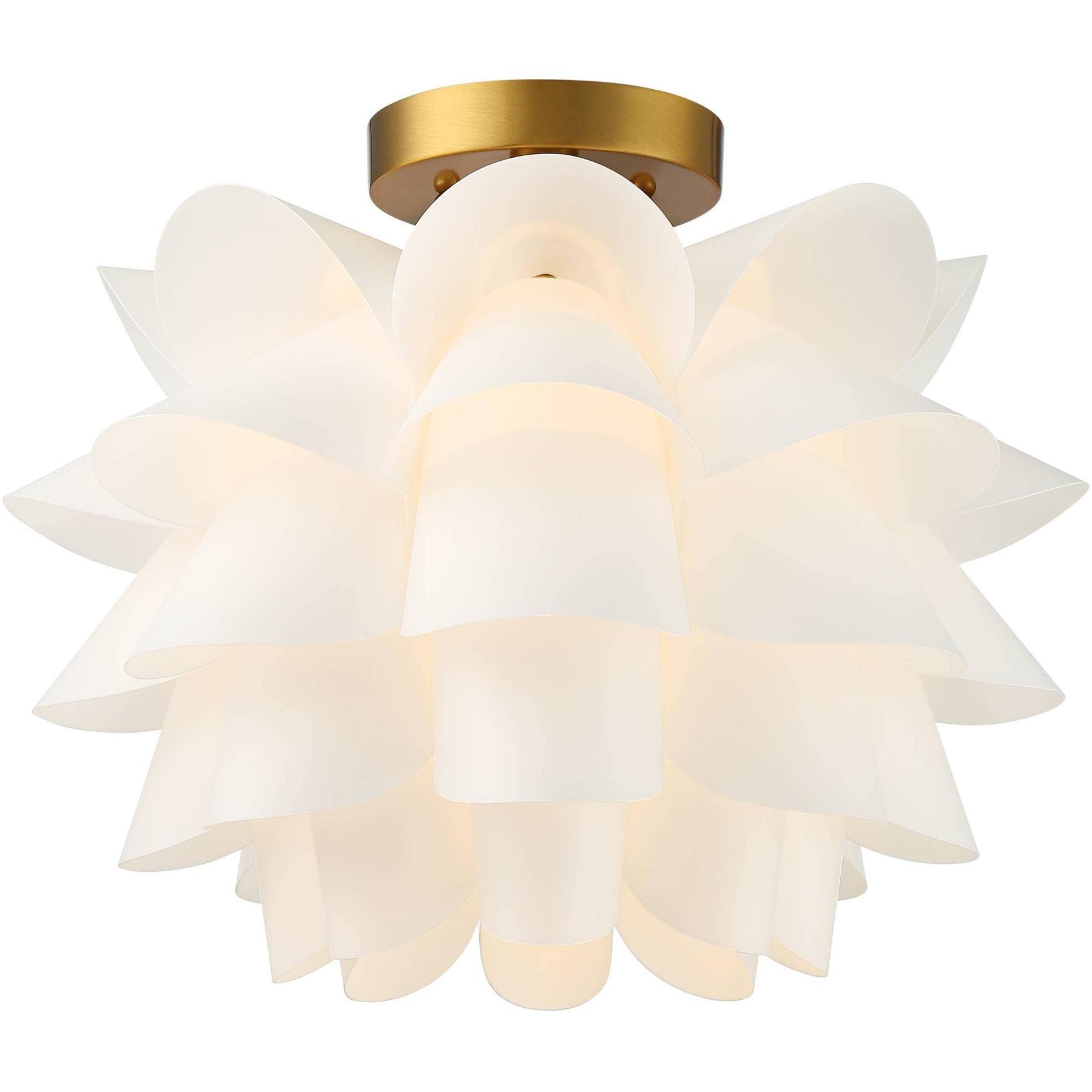 Possini Euro Design Modern Ceiling Light Semi Flush Mount Fixture White Flower Gold Metal 15 3/4" Wide - Product image 1
