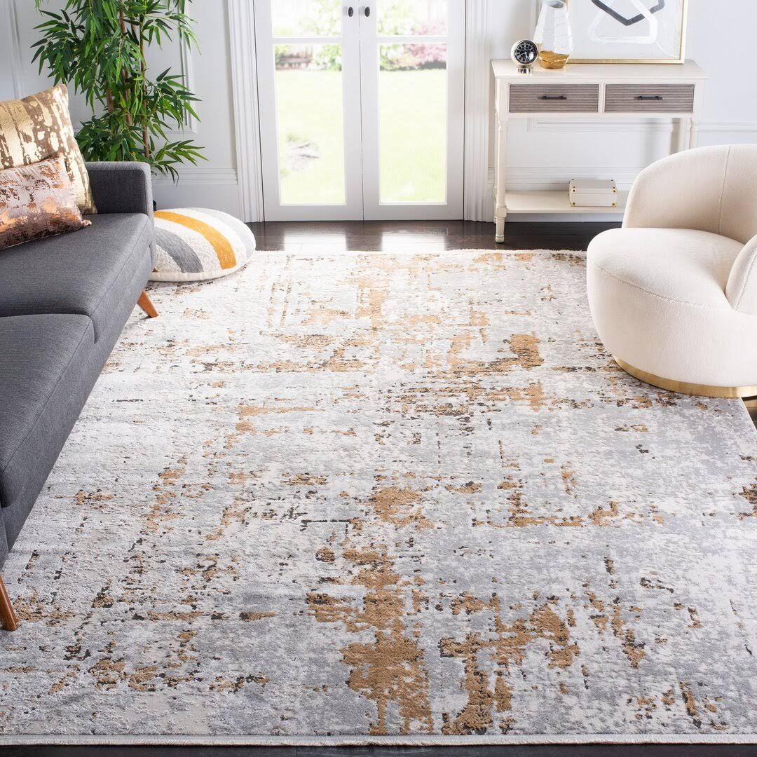 Broadway Abstract Gray / Gold Area Rug Williston Forge Rug Size: Rectangle 4' x 6' - Product image 1