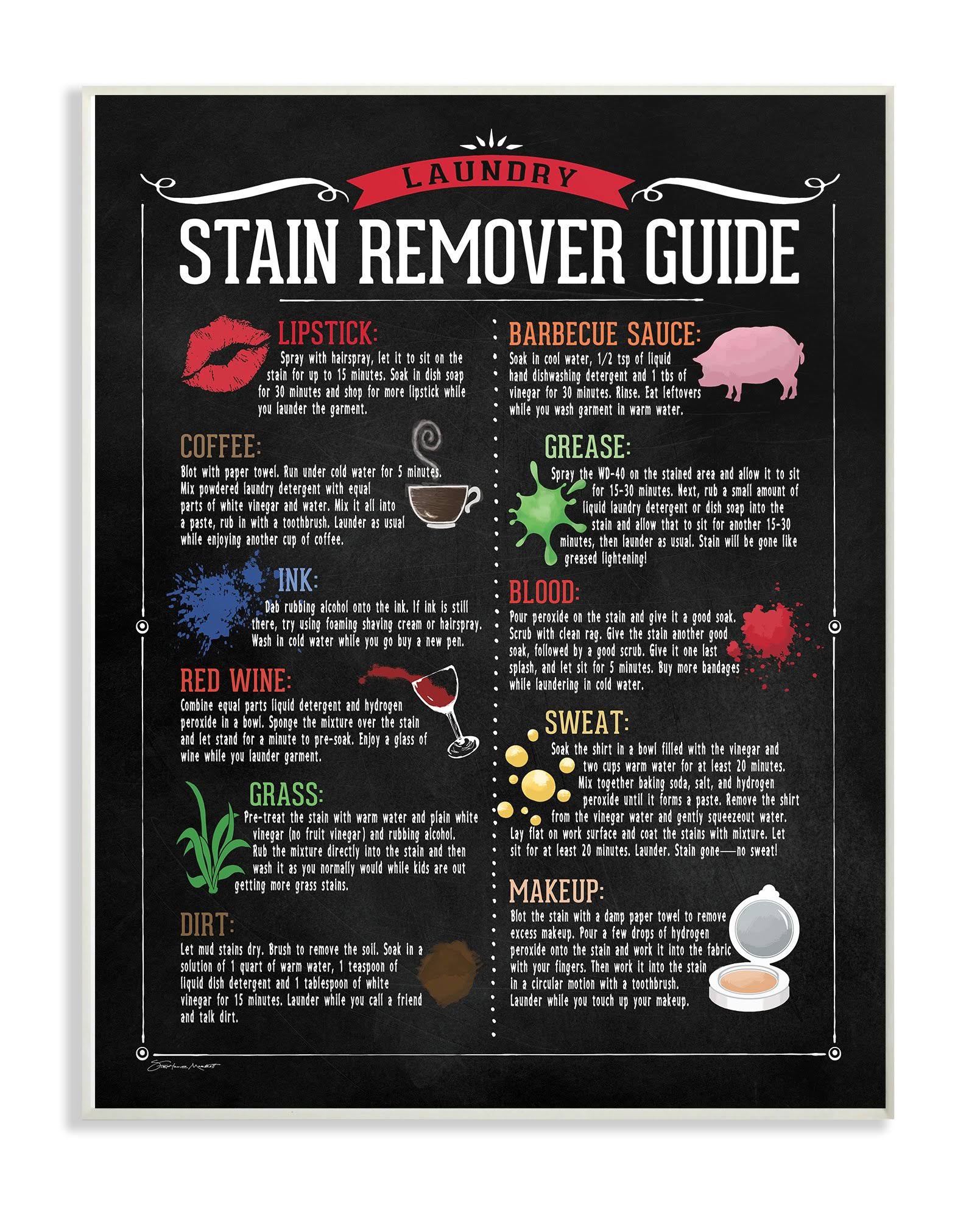 The Stupell Home Decor Collection Laundry Stain Remover Guide Wall Art Wood Plaque - Product image 1