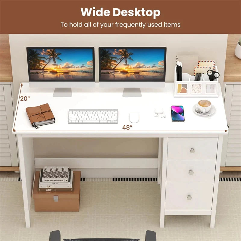 Computer Desk with 3 Storage Drawers, 48" Modern Home Office Desk with Spacious Desktop - Product image 5
