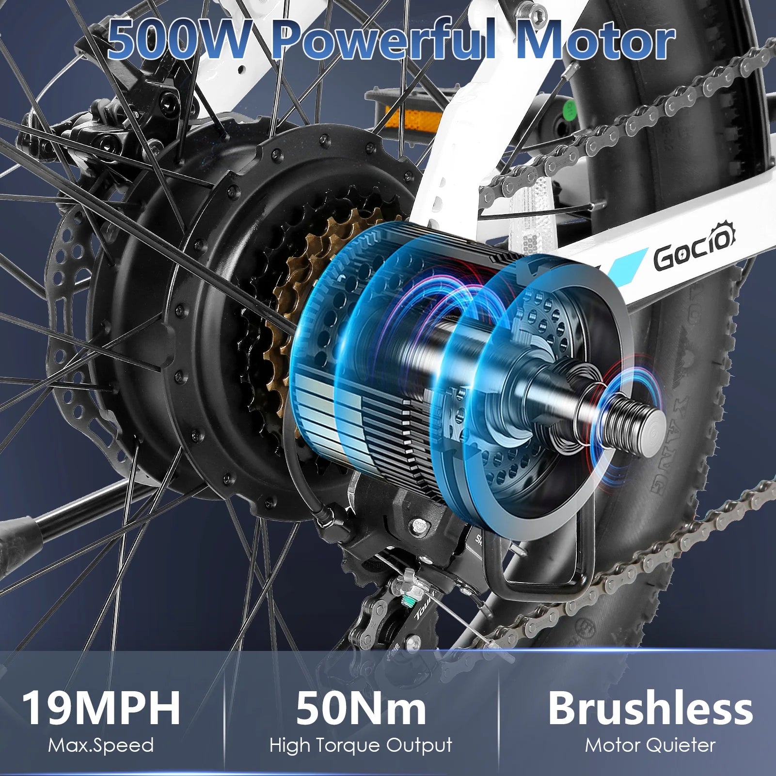 Gocio Foldable Electric Bike for Adults, Peak 750W Electric Mountain Bicycles - Product image 4
