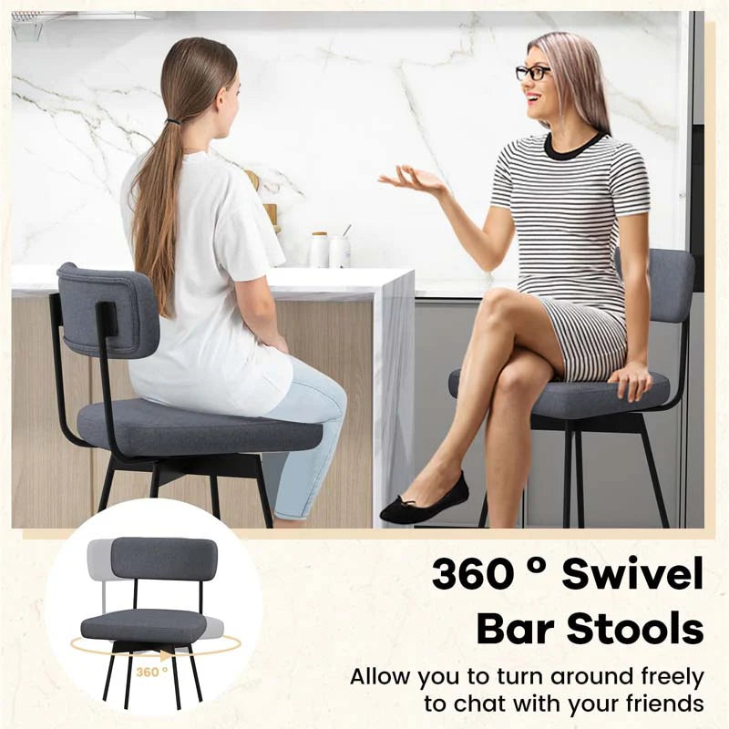 Swivel Bar Stools Set of 2, 29" Upholstered Bar Height Chairs with Back - Product image 18