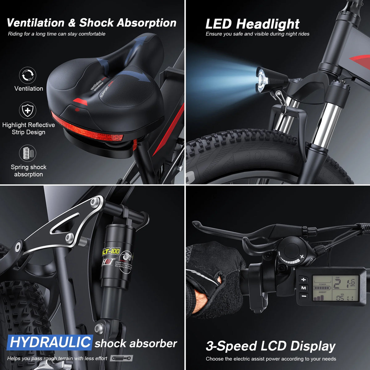 Totguard 26"x4" Electric Bike, Fat Tire 500W Ebike, Foldable Electric Bicycles E Bikes for Adults Electric - Product image 48