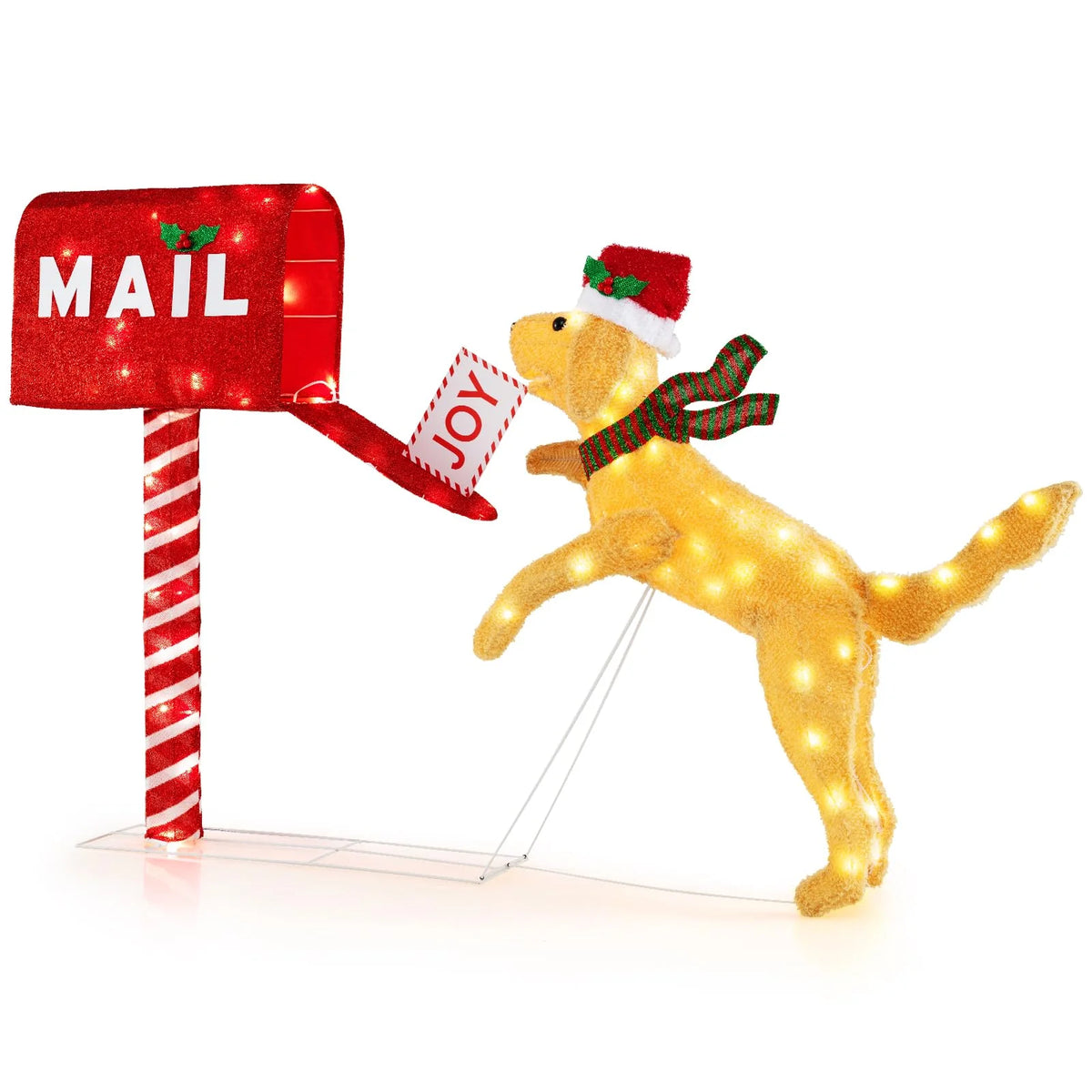 Tangkula 5.5 FT Christmas Lighted Mailbox & Dog, Xmas Decoration with 120 Warm White LED Lights - Product image 2