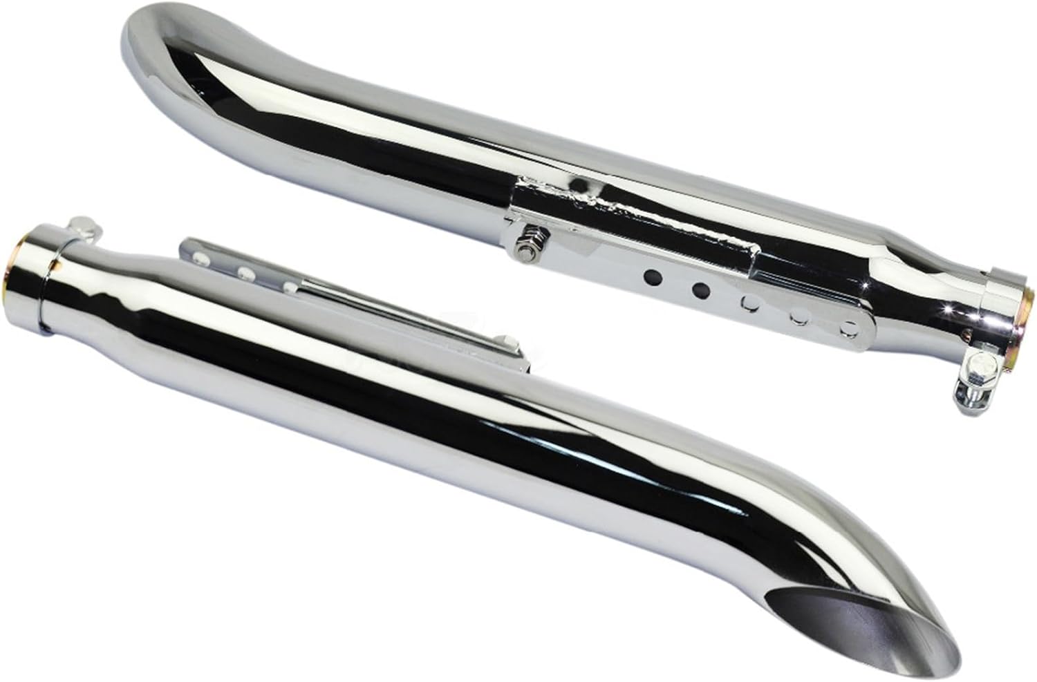 ZIAYI 1 Pair Motorcycle Exhaust Muffler Pipe For Harley For Suzuki VL 125 800 1500 Intruder Bobber Chrome Tapered Turn Iron Muffler (Color : Chrome)