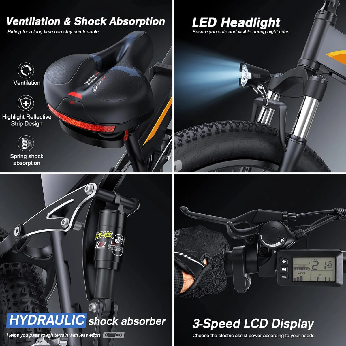 Totguard 26"x4" Electric Bike, Fat Tire 500W Ebike, Foldable Electric Bicycles E Bikes for Adults Electric - Product image 26