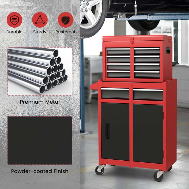 2-in-1 Rolling Tool Chest, 5-Drawer Tool Storage Cabinet with Wheels, Adjustable Shelf - Product image 47