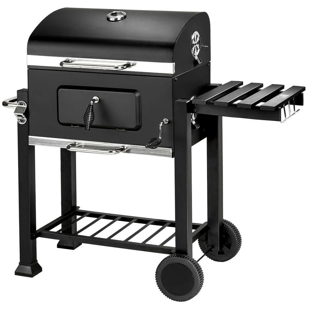 3 in 1 charcoal barbecue with thermometer with black adjustable height grill 1508003 -
