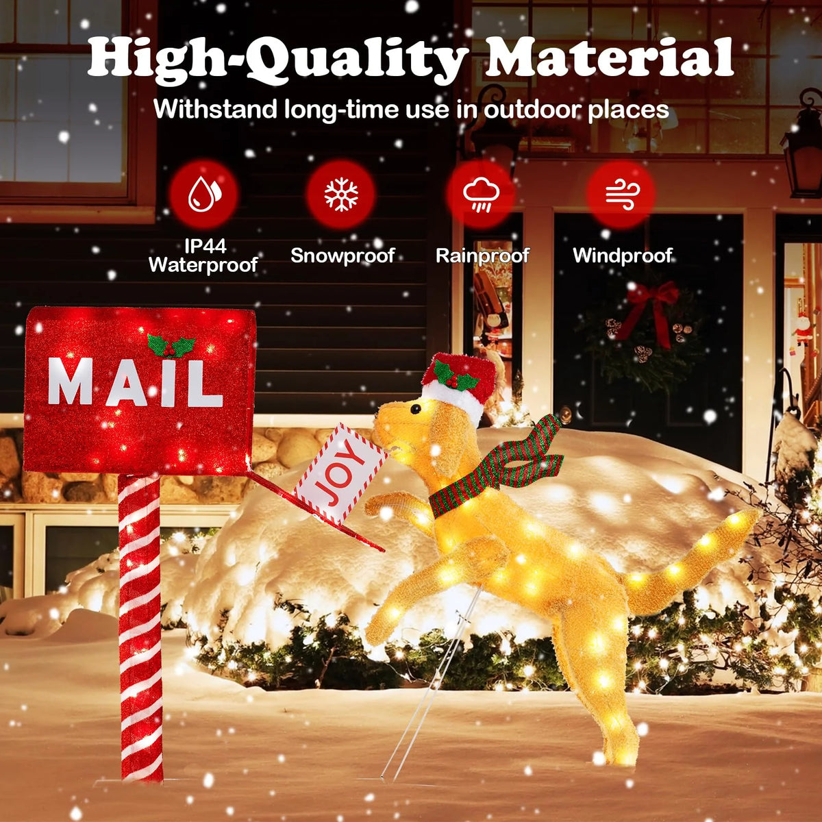 Tangkula 5.5 FT Christmas Lighted Mailbox & Dog, Xmas Decoration with 120 Warm White LED Lights - Product image 6