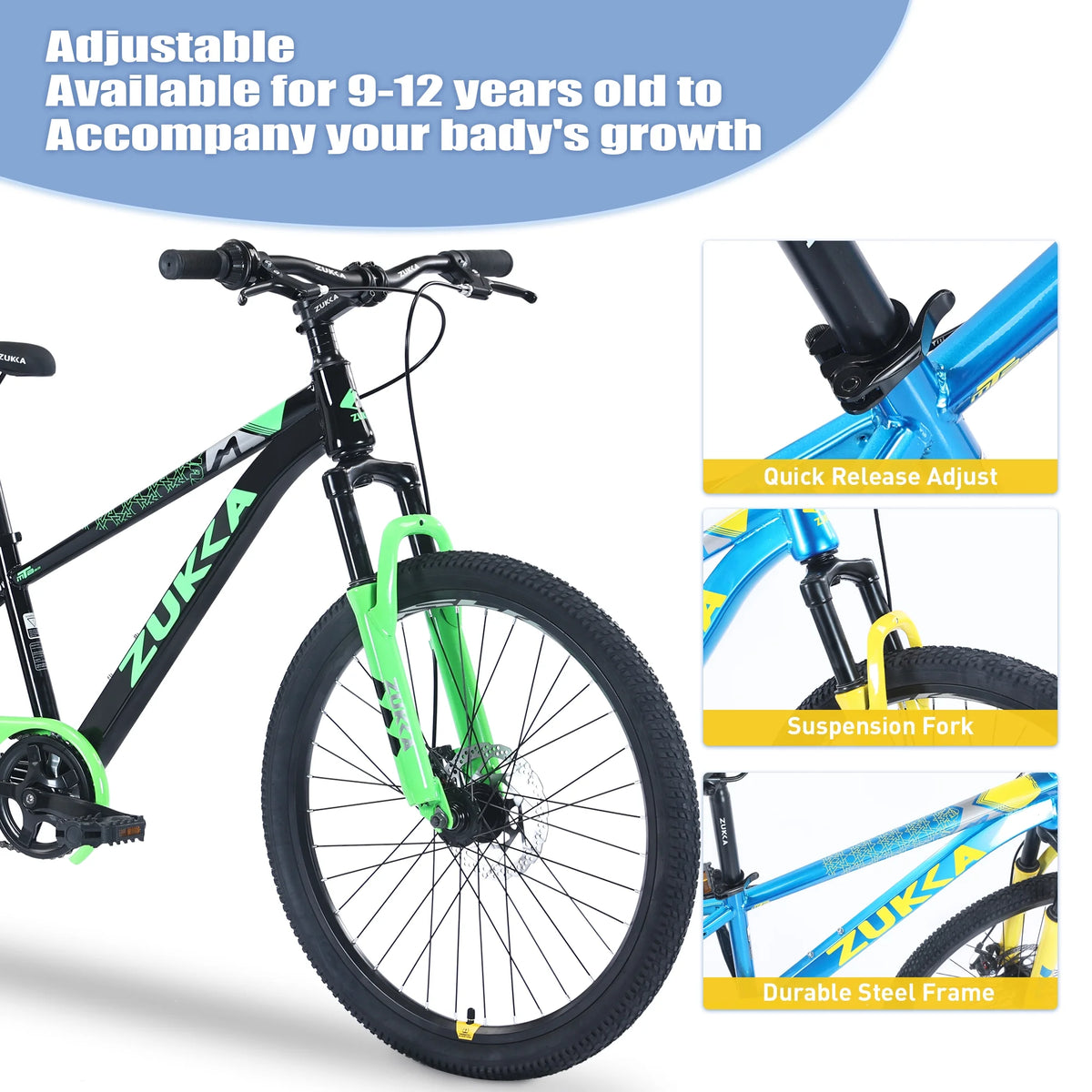 Zukka 20 in Kids Mountain Bike Steel Frame Hardtail Bicycle for Child Aged 7 - 10 Years Pink - Product image 22