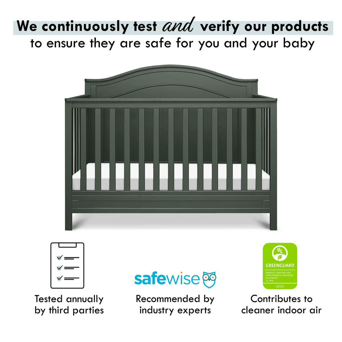Davinci Charlie 4 - in - 1 Convertible Crib. Greenguard Gold Certified. Forest Green - Product image 7