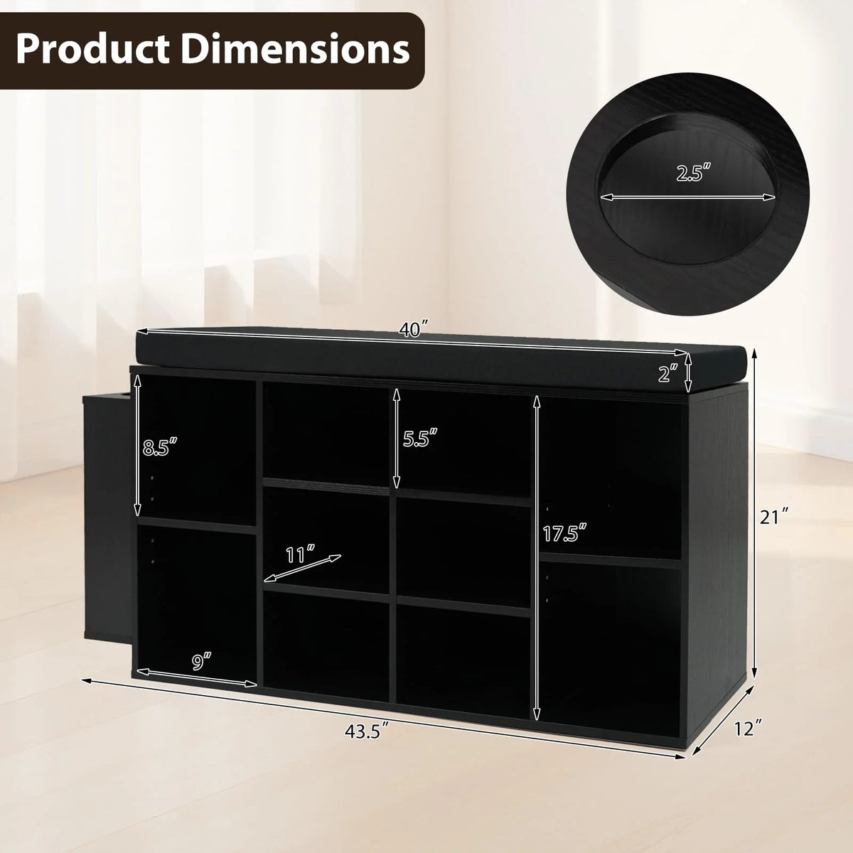 Tangkula Shoe Storage Bench with Umbrella Stand 10-Cubby Entryway Shoe Rack Organizer - Product image 2