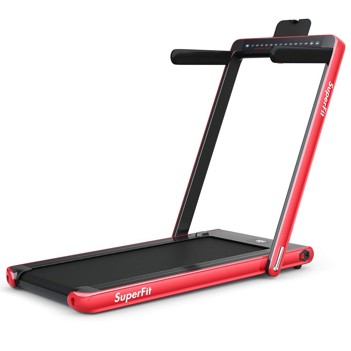 Foldable Treadmill 0.75HP Double LED Display APP and Remote Control Motorized Speed ​​12 km/h Surface 40x100cm Red -