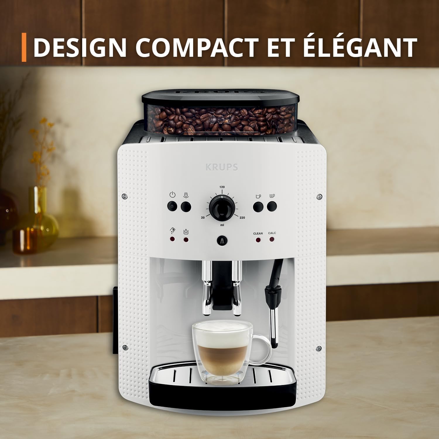 Bean coffee machine, 1.7 L, 2 cups simultaneously, Automatic cleaning, Steam nozzle for Cappuccino, Espresso coffee maker, Essential black YY8125FD, Black -