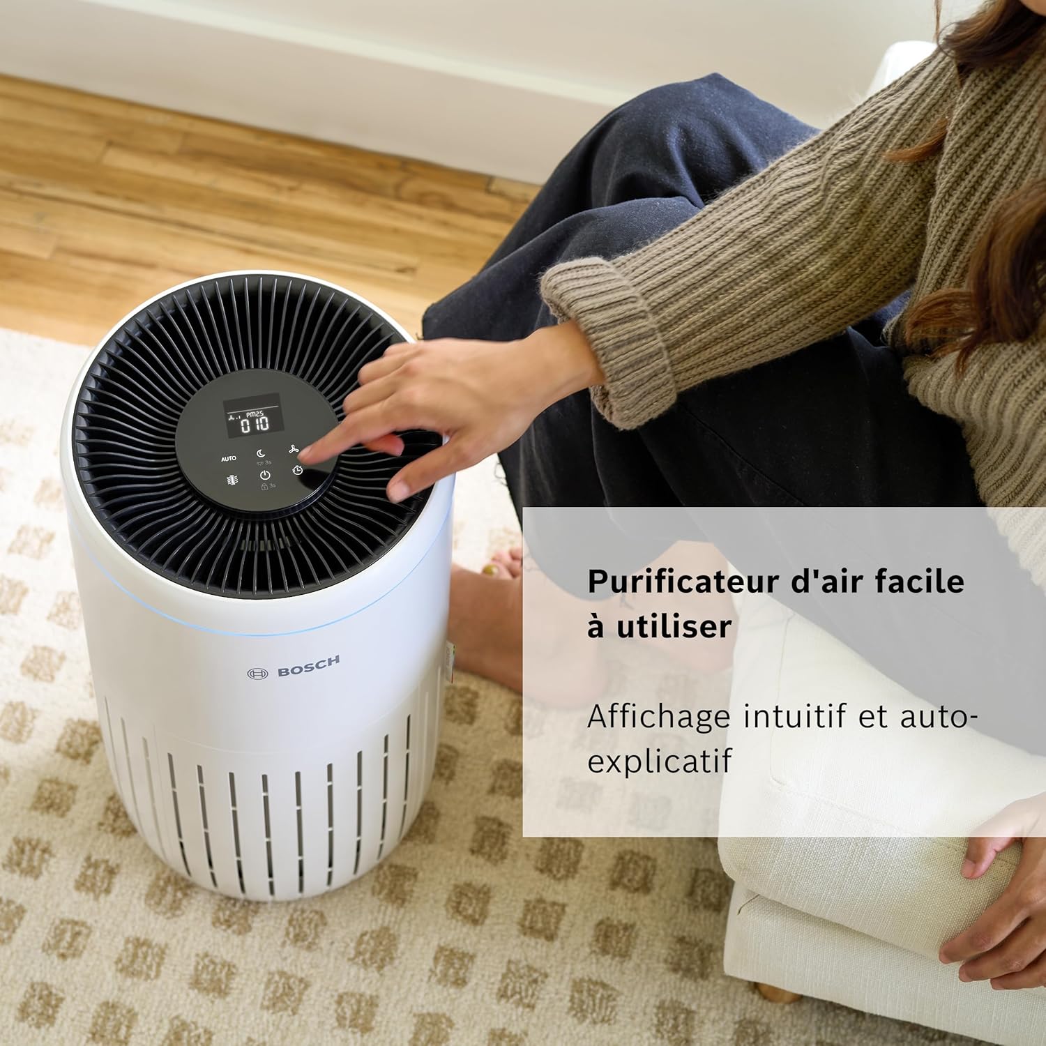 Bosch Air 4000 - Air purifier - For rooms up to 62.5 m² - Effectively filters more than 99% of pollutants - An intelligent sensor, auto and silence modes (< 25 dB(A)) - CADR: 300 m³/h
