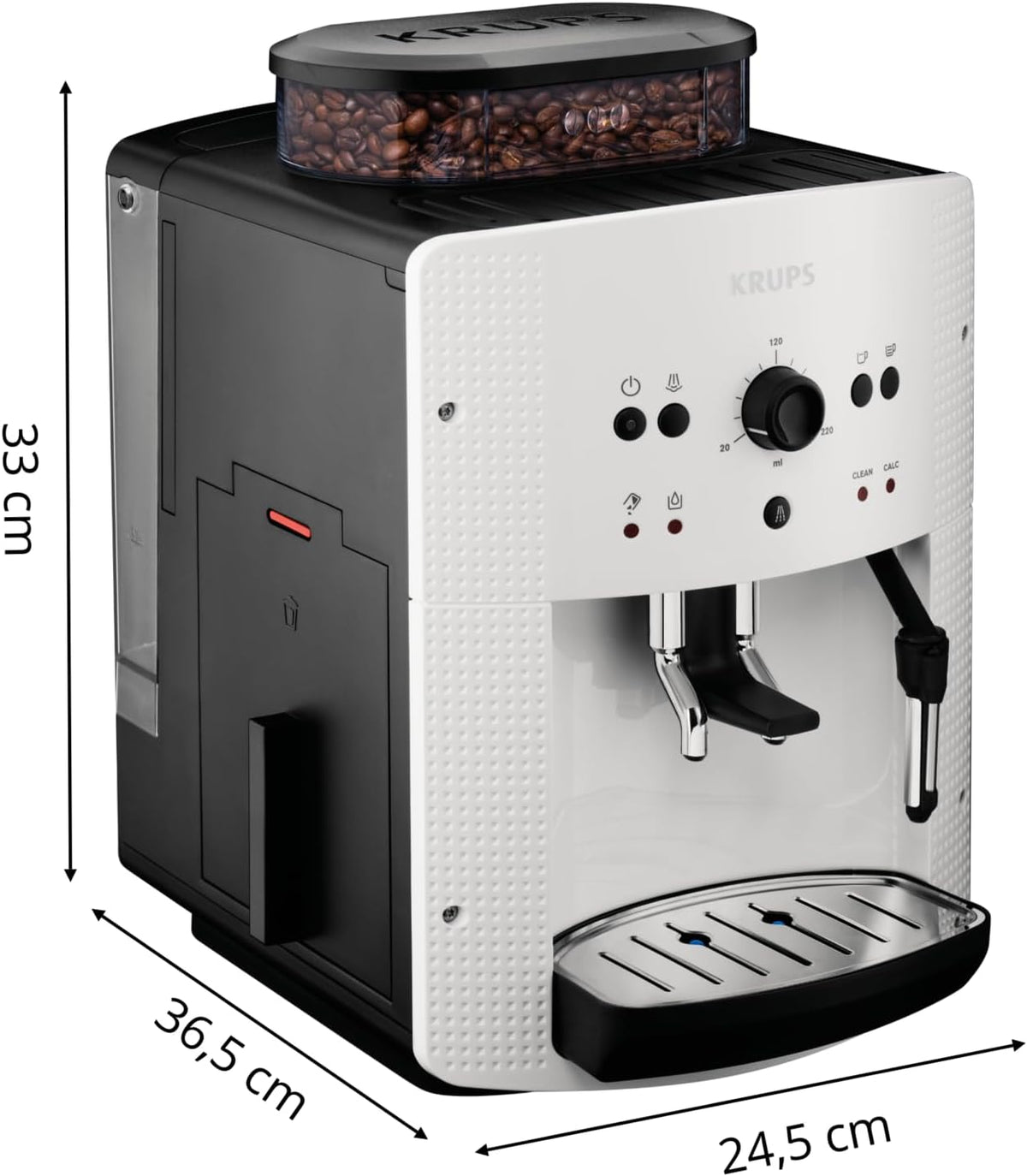 Bean coffee machine, 1.7 L, 2 cups simultaneously, Automatic cleaning, Steam nozzle for Cappuccino, Espresso coffee maker, Essential black YY8125FD, Black -