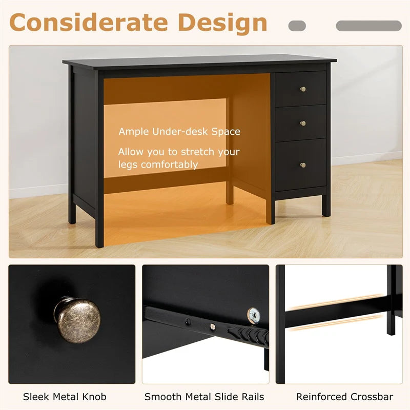 Computer Desk with 3 Storage Drawers, 48" Modern Home Office Desk with Spacious Desktop - Product image 17
