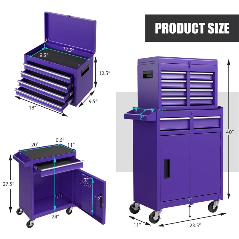 2-in-1 Rolling Tool Chest, 5-Drawer Tool Storage Cabinet with Wheels, Adjustable Shelf - Product image 88