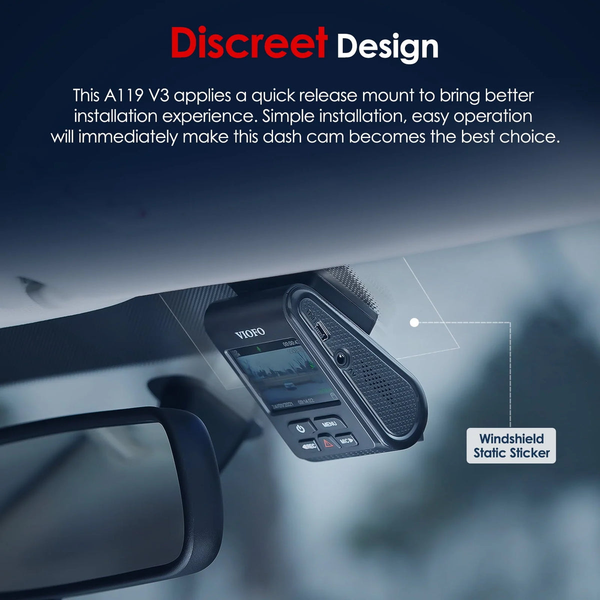 VIOFO 2K Dash Cam 2560x1440p Quad HD+ Car Dash Camera, Ultra Clear Night Vision, GPS Included - Product image 3