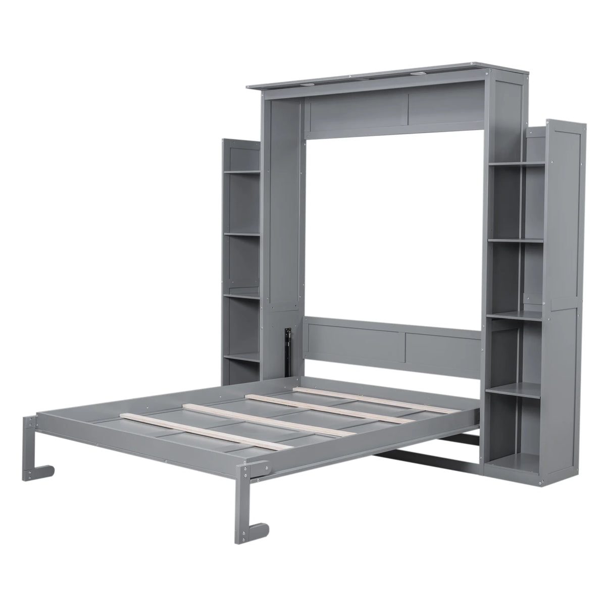 Aukfa Queen Size Murphy Bed with 5 - Tier Storage Shelf & LED Lights - Product image 5