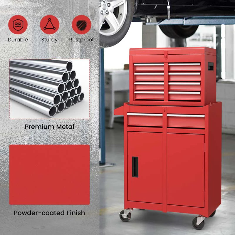2-in-1 Rolling Tool Chest, 5-Drawer Tool Storage Cabinet with Wheels, Adjustable Shelf - Product image 35