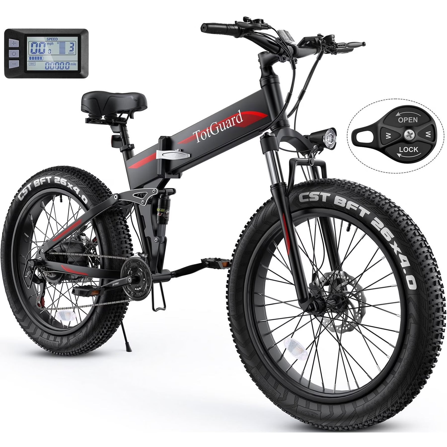 Totguard 26"x4" Electric Bike, Fat Tire 500W Ebike, Foldable Electric Bicycles E Bikes for Adults Electric - Product image 5