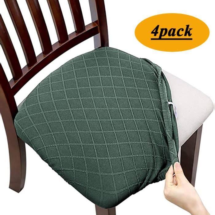 Fuloon 4 Pack Stretch Jacquard Chair Seat Covers, Removable Washable Anti-Dust Dinning Room Chair Seat - Product image 1