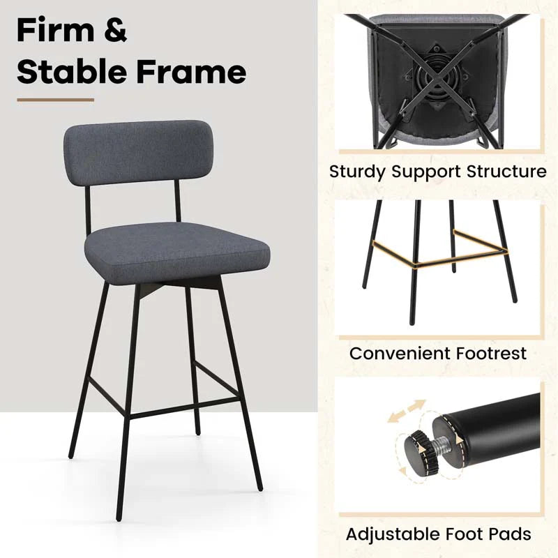 Swivel Bar Stools Set of 2, 29" Upholstered Bar Height Chairs with Back - Product image 20