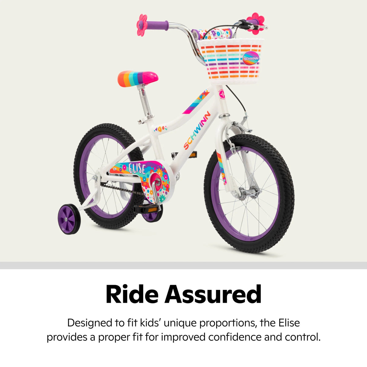 Schwinn Elise Kids Bike with Training Wheels, 16 in Wheels, Ages 3 - 7, White - Product image 3