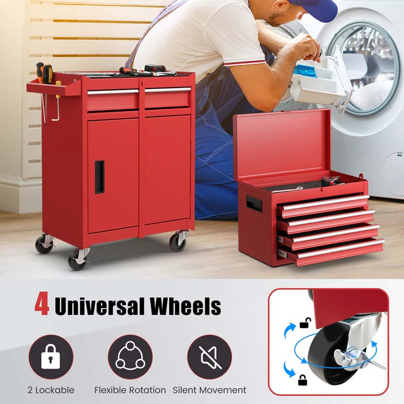 2-in-1 Rolling Tool Chest, 5-Drawer Tool Storage Cabinet with Wheels, Adjustable Shelf - Product image 36