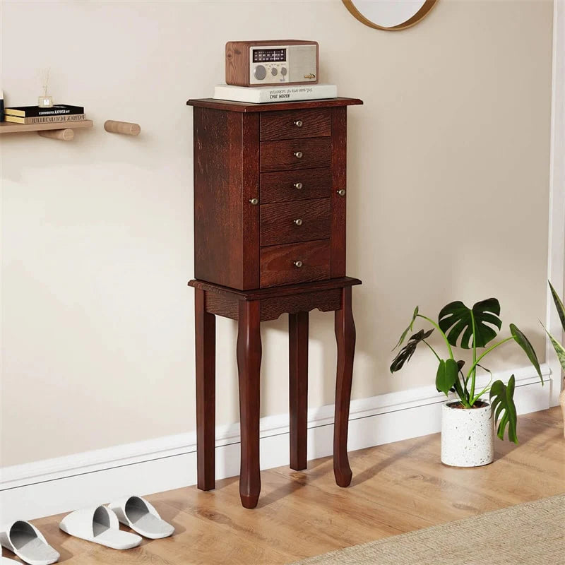 Standing Jewelry Armoire Cabinet with Flip Top Mirror, 4 Drawers, 8 Necklace Hooks & 2 Side Doors - Product image 4