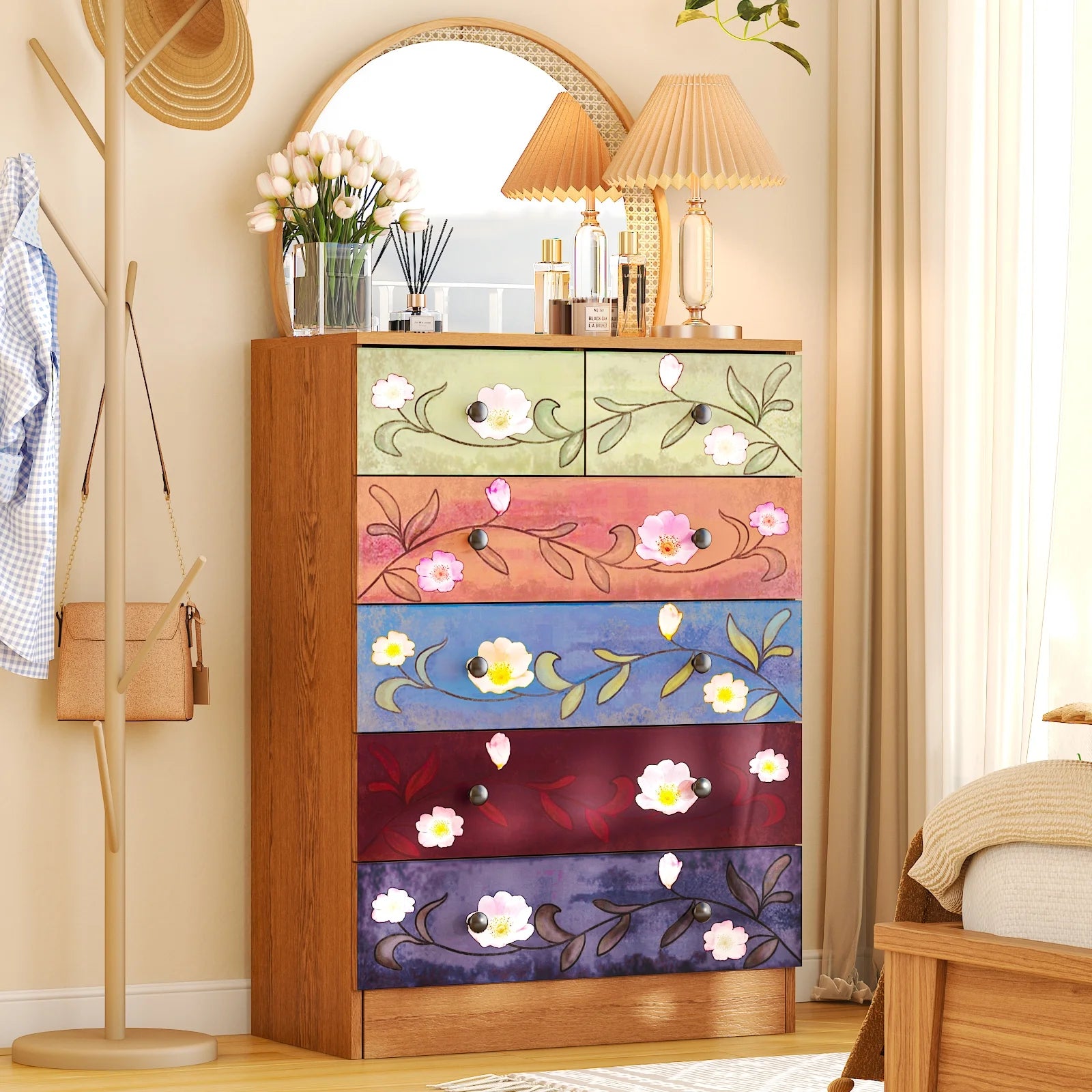 Ktaxon Wood 6 - Drawer Dresser Organizer for Bedroom Storage Tower for Entryway Hallway Closet - Product image 2