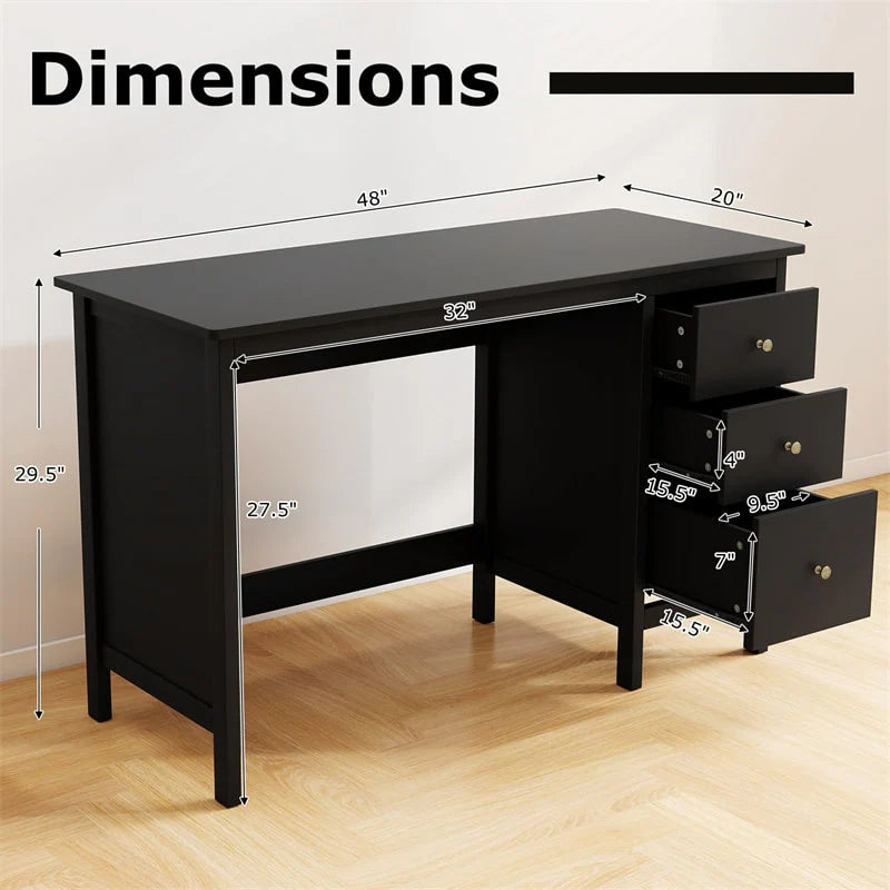 Computer Desk with 3 Storage Drawers, 48" Modern Home Office Desk with Spacious Desktop - Product image 14