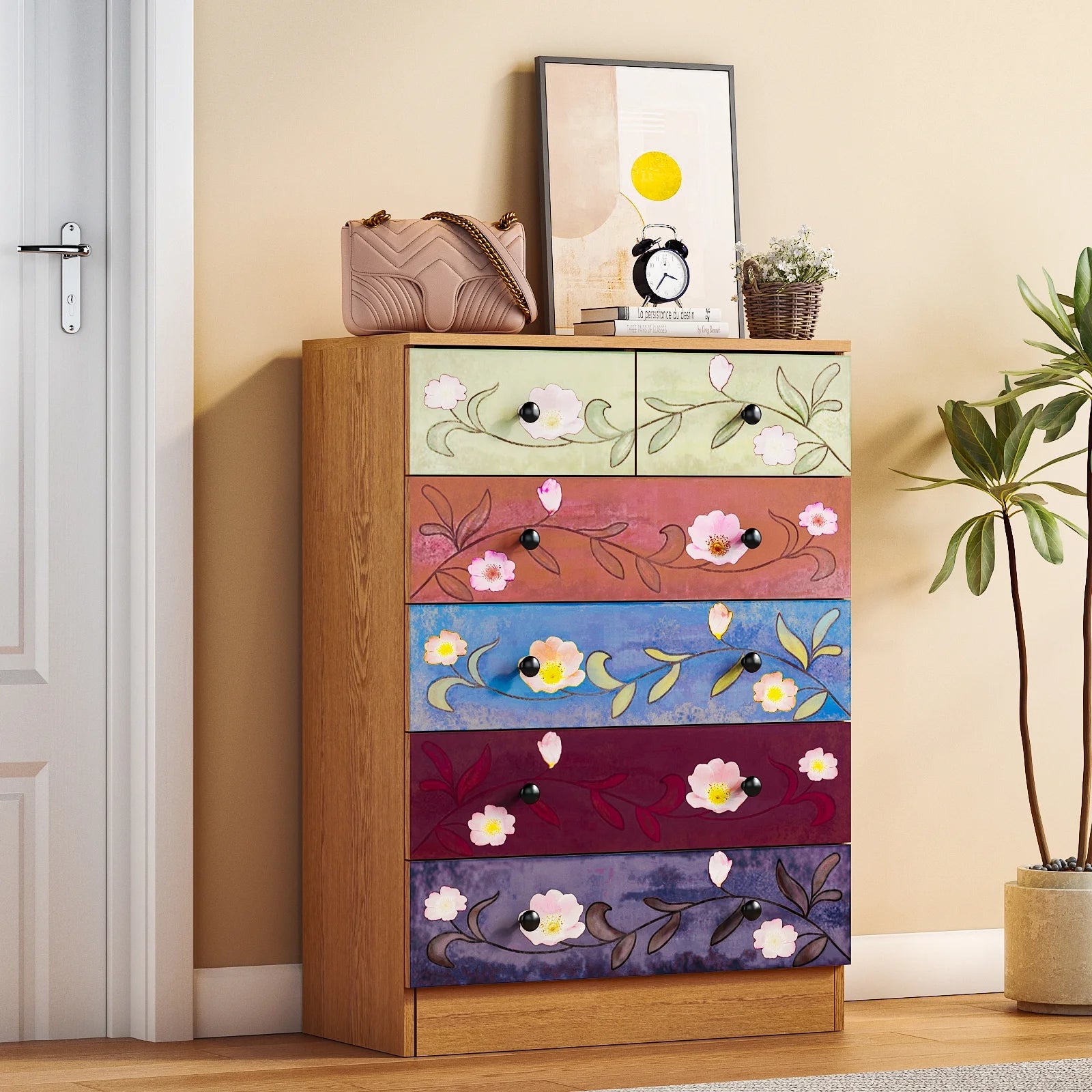 Ktaxon Wood 6 - Drawer Dresser Organizer for Bedroom Storage Tower for Entryway Hallway Closet - Product image 4