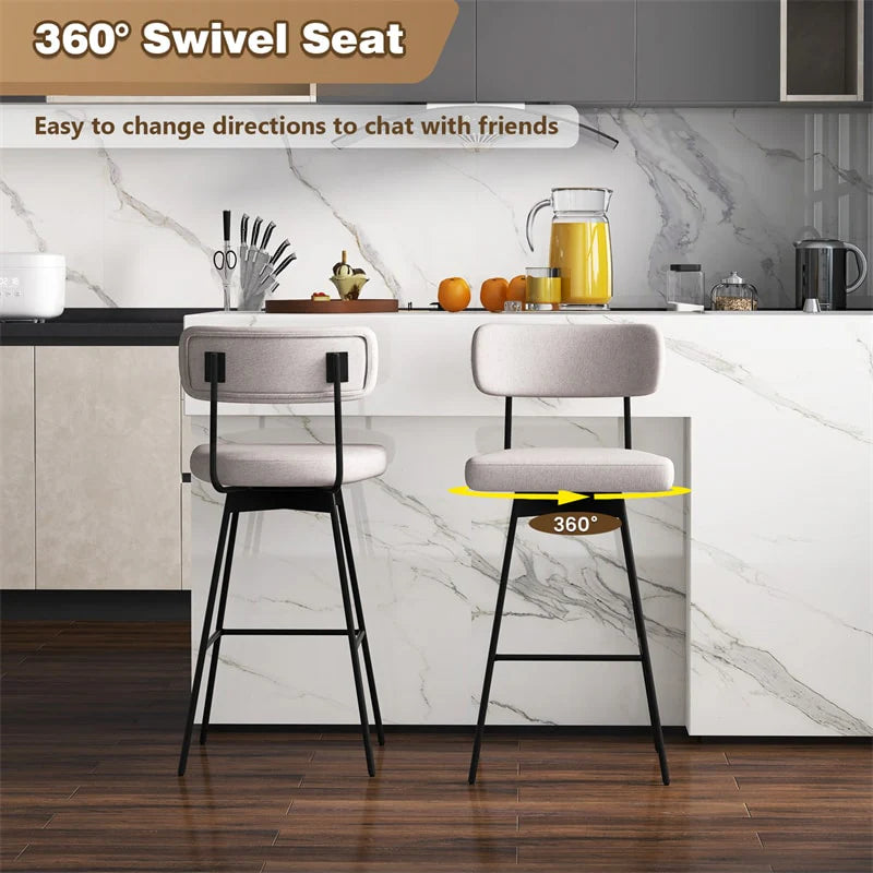 Swivel Bar Stools Set of 2, 29" Upholstered Bar Height Chairs with Back - Product image 8