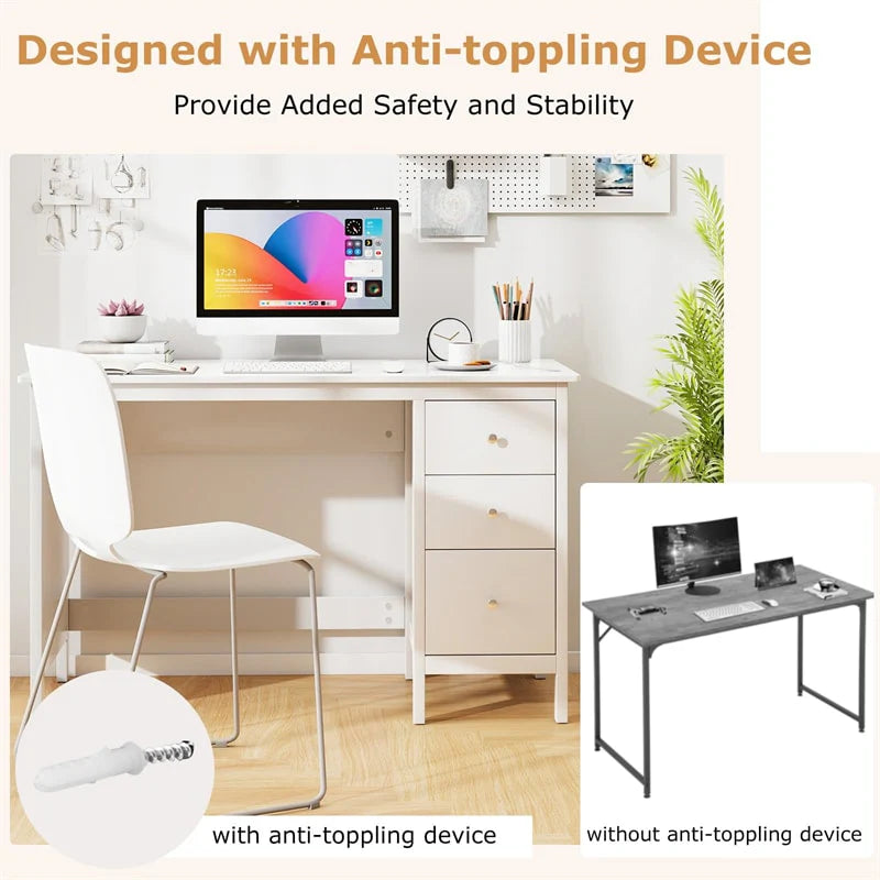 Computer Desk with 3 Storage Drawers, 48" Modern Home Office Desk with Spacious Desktop - Product image 8